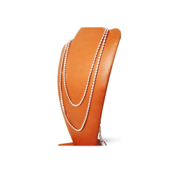 Dillard's Elegant Silver Tone 64” Rice Bead Chain Opera Length Necklace JW1542 - Picture 3 of 5